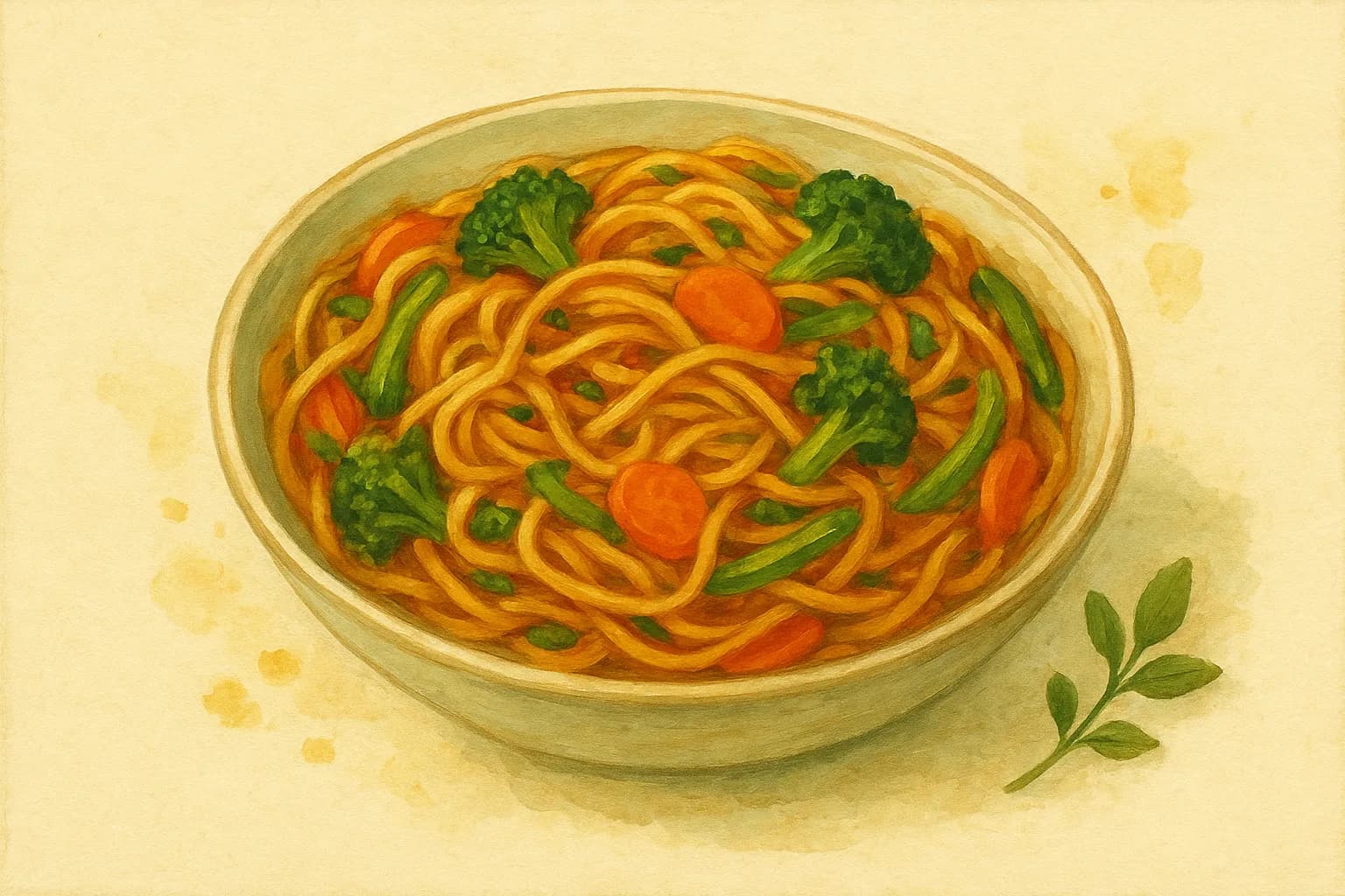 Asian Inspired Noodles with Vegetables — illustration