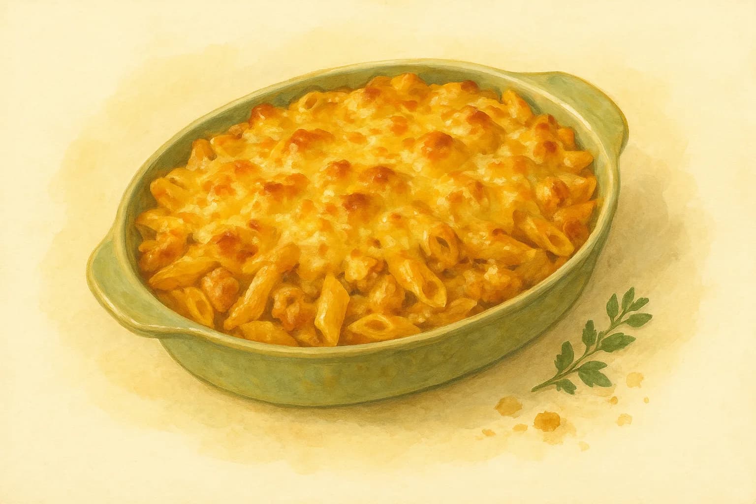 Cheesy Chicken Pasta Bake — illustration