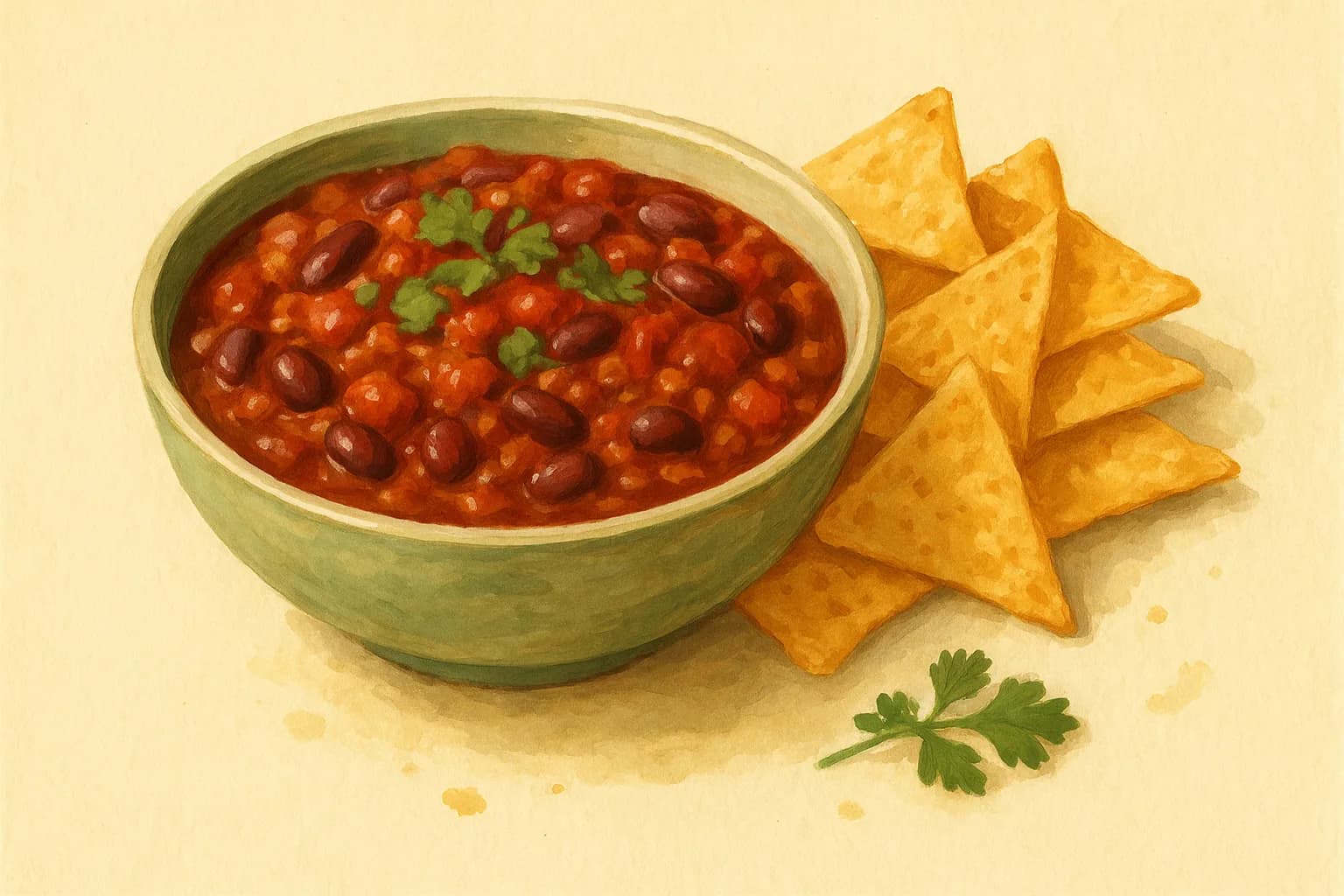 Chilli Con Carne with Homemade Tortilla Chips — illustration