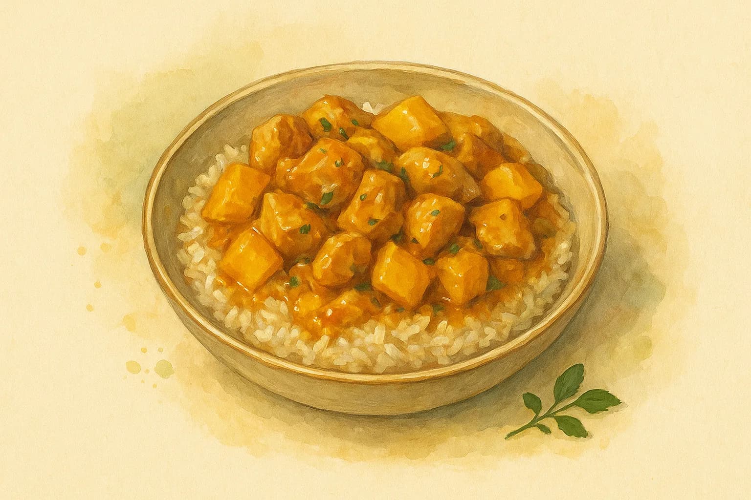 Mango Chicken and Rice — illustration