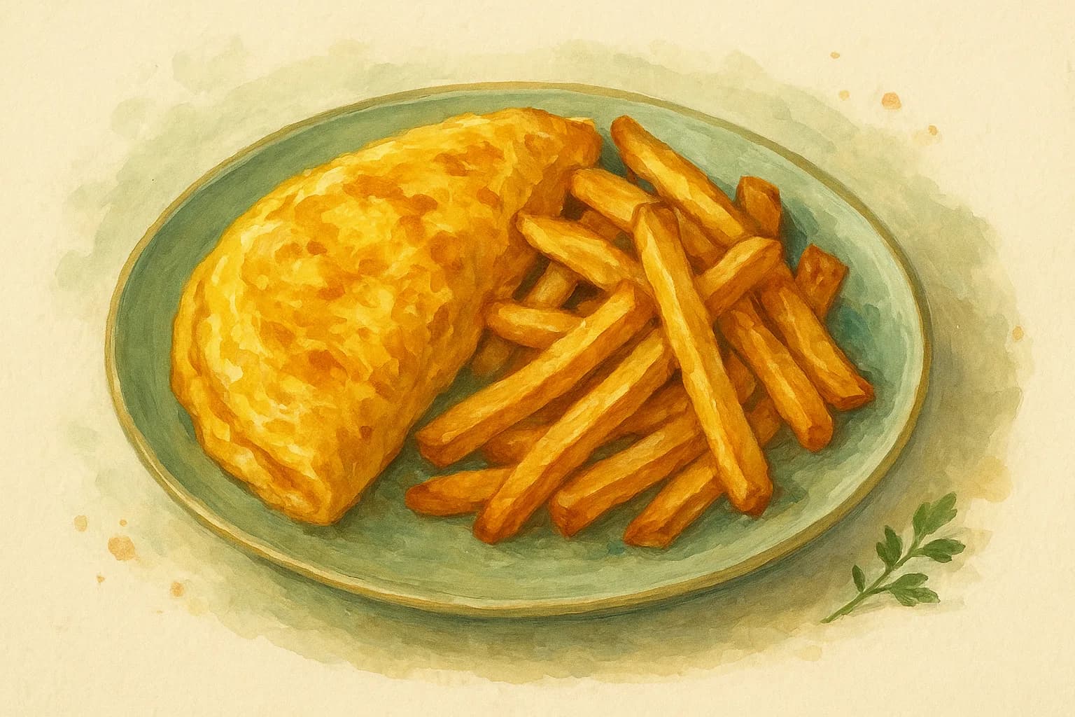 Omelette and Homemade Fries — illustration