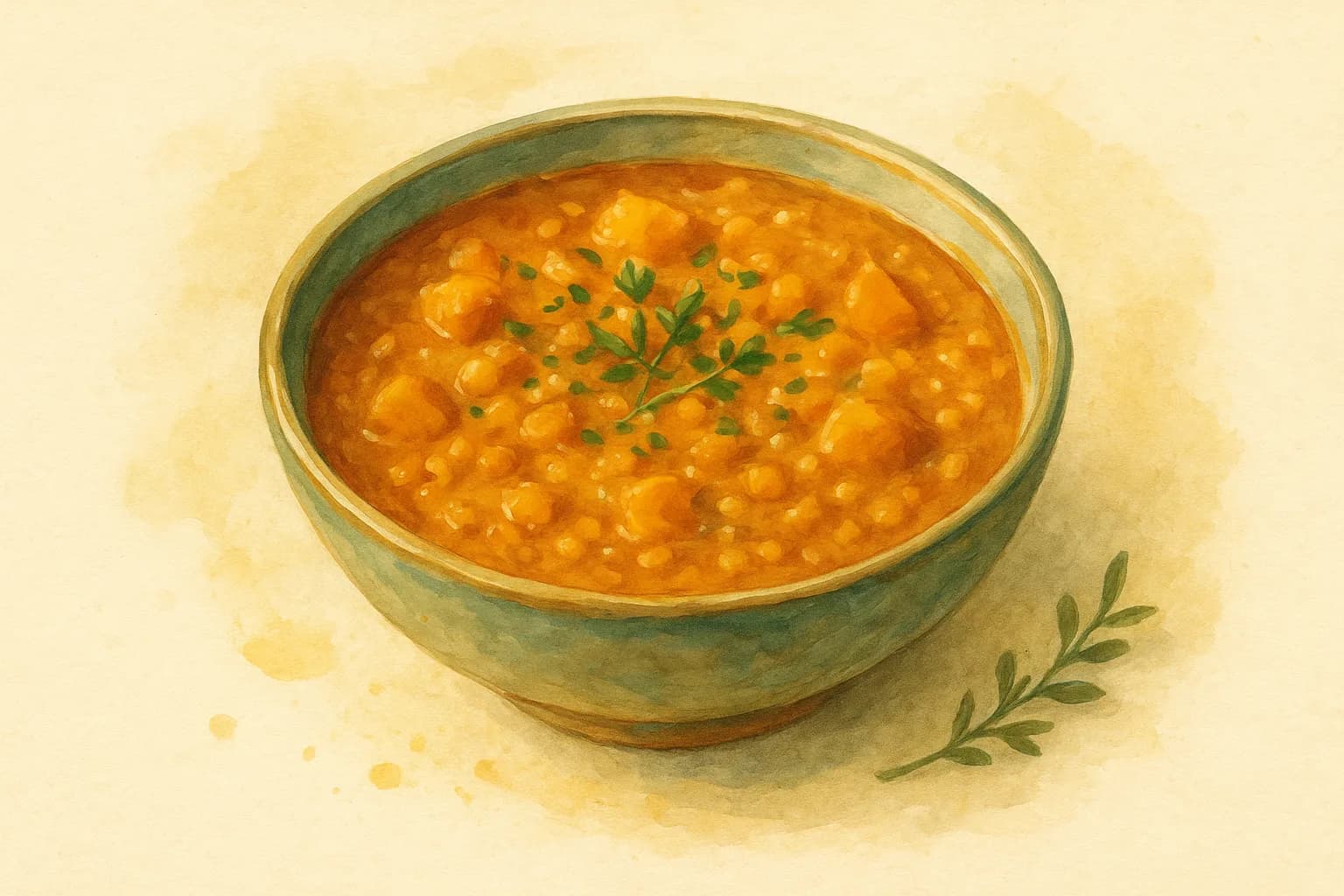 Pumpkin and Lentil Soup — illustration