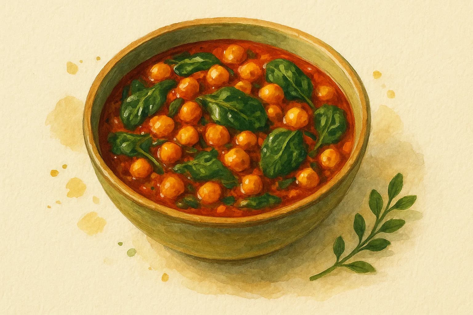 Spicy Chickpea and Spinach Stew — illustration