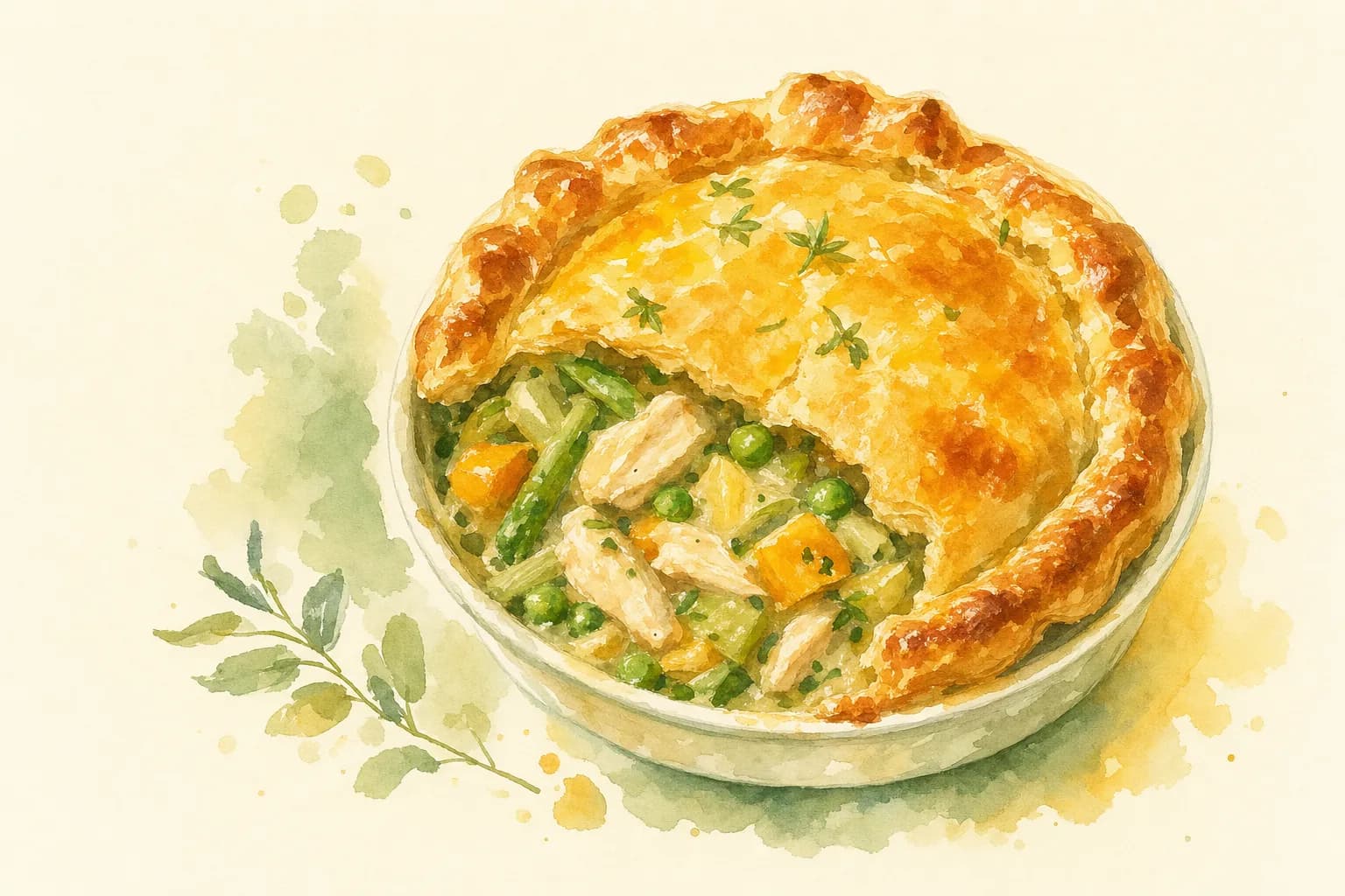 Spring Chicken Veg Pie — illustration