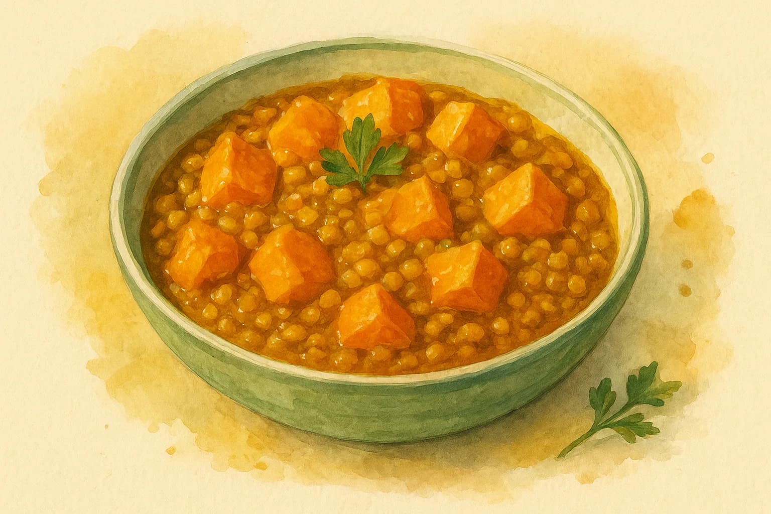 Sweet Potato and Lentil Curry — illustration