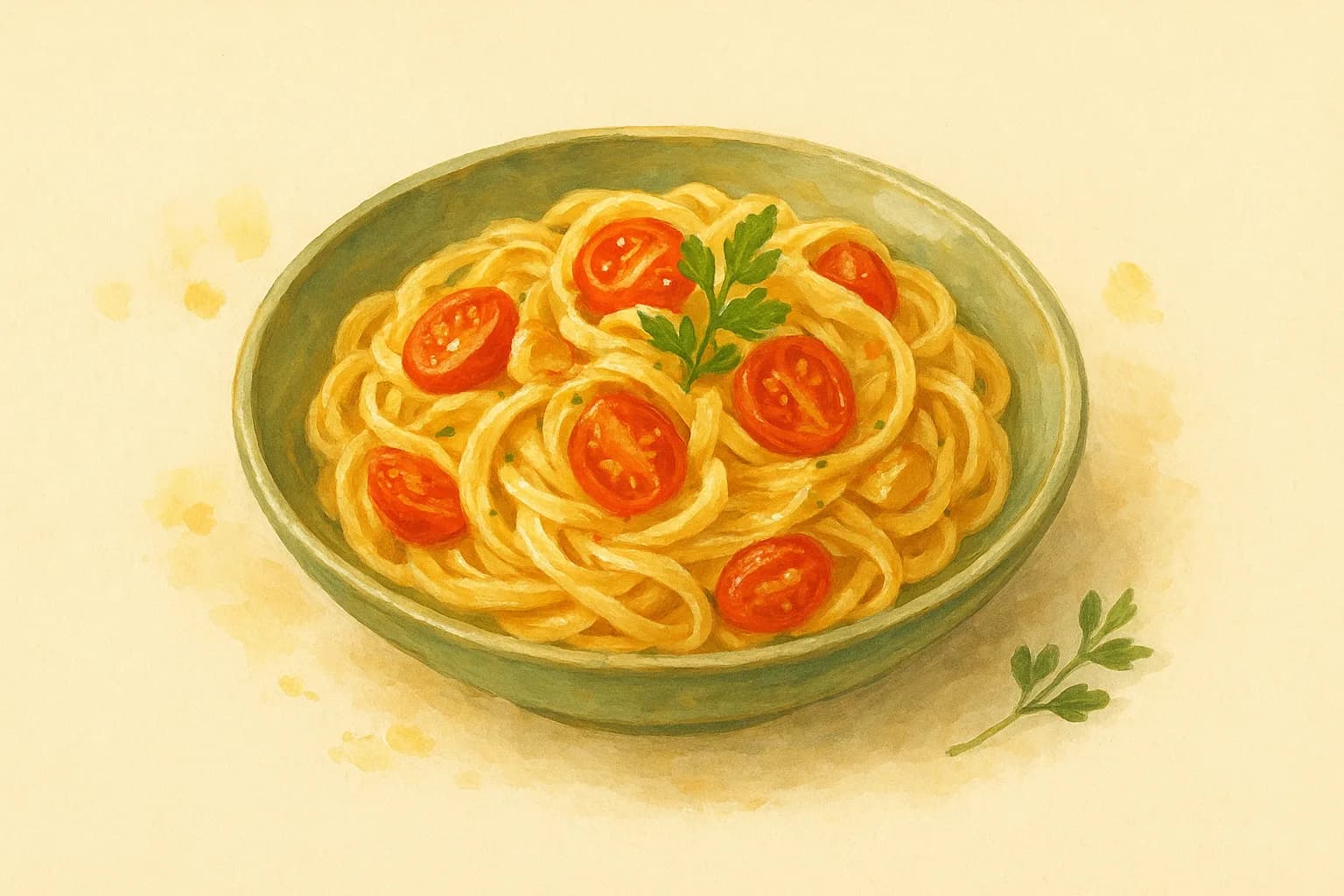 Tomato Garlic Mascarpone Pasta — illustration