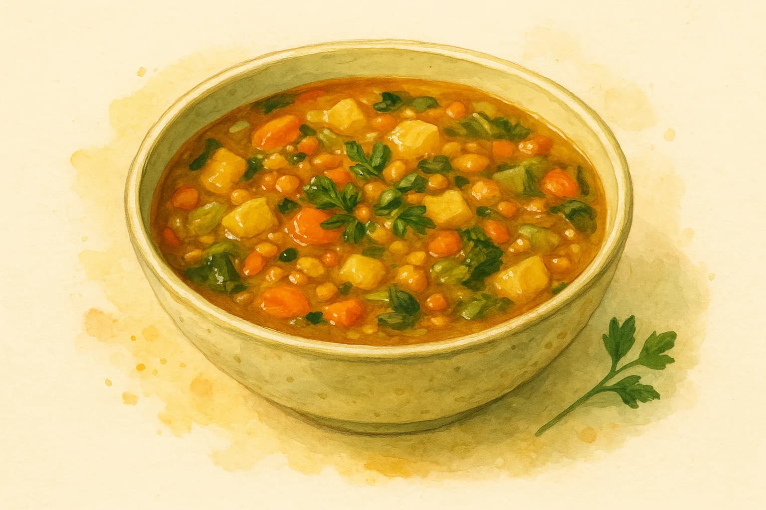 Vegetable and Lentil Soup — illustration