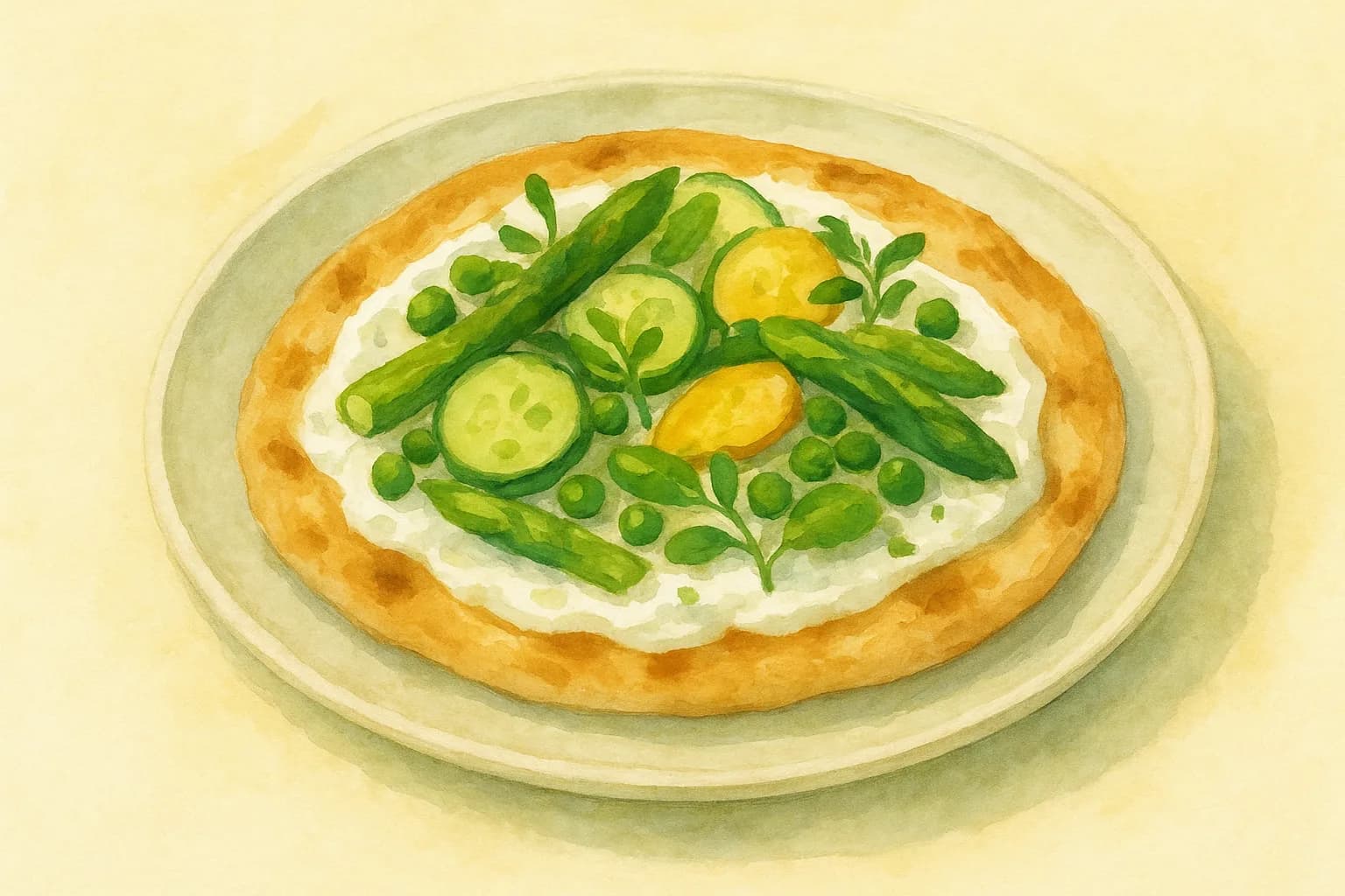 Yogurt Spring Veg Flat Breads — illustration
